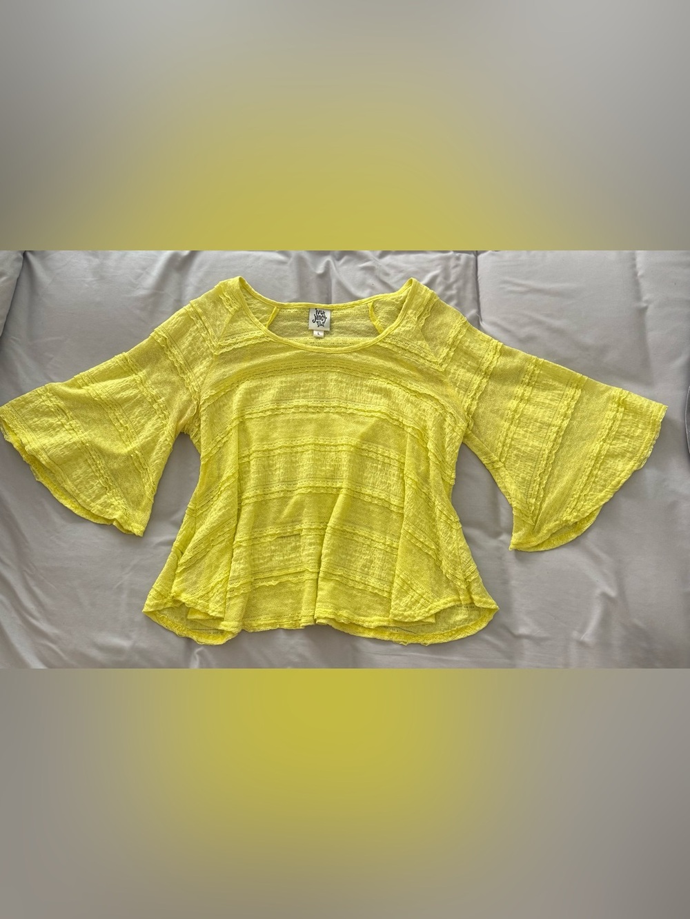 ivy jane Bright Yellow Textured Bell Sleeve Tunic Top